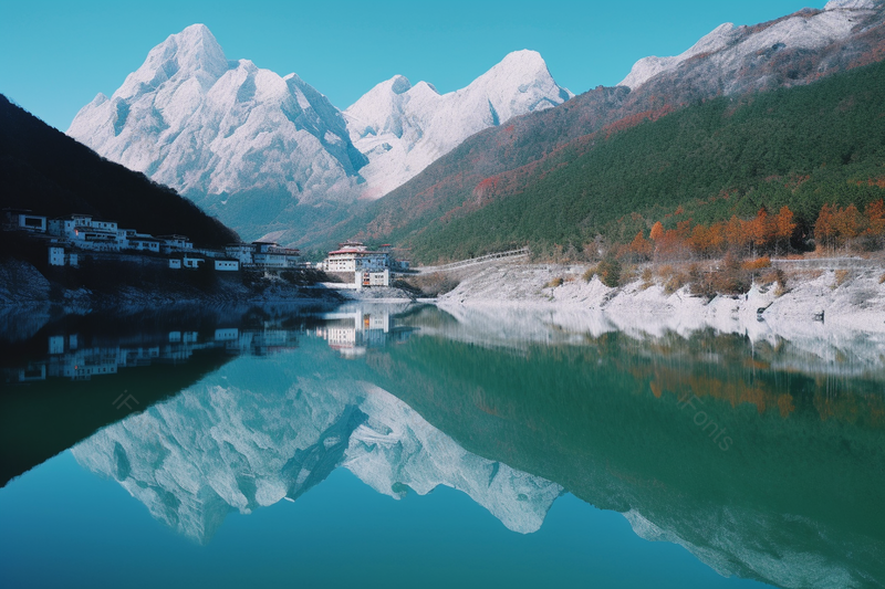 开阔的白天玉龙雪山蓝月谷自然风景,高清,摄影图,摄影图片,图片大全,摄影图免费下载